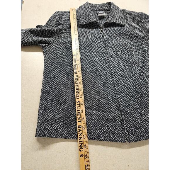 Southern Lady Jacket Womens Size 12 Tweed Full Zip Carpet Black Grey Chevron - Picture 6 of 9